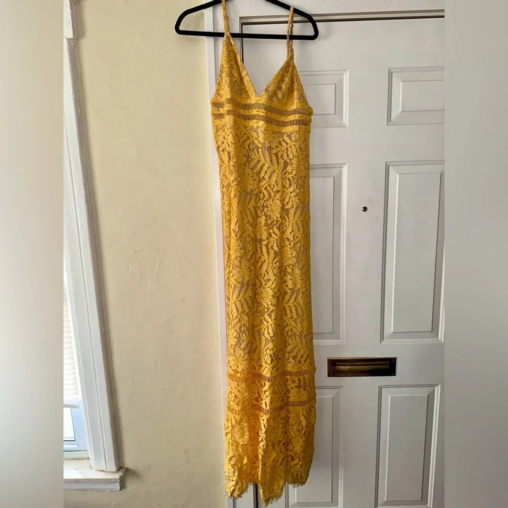 Lovers + Friends Yellow Lace Maxi Sabrina Dress - Picture 4 of 10
